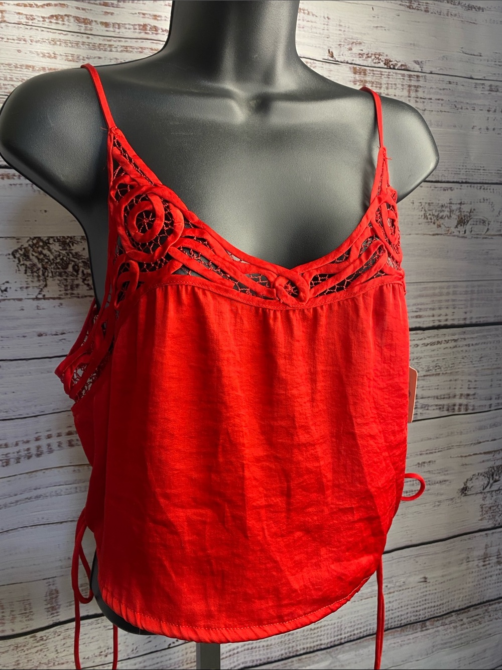 Red Lace-Trim Spaghetti strap Top by Intimately free people